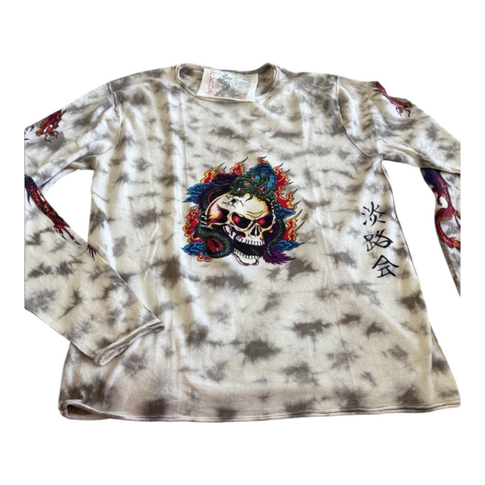 Yakuza Cashmere Skull Sweater – Men’s Large – Luxury Graphic Statement Piece